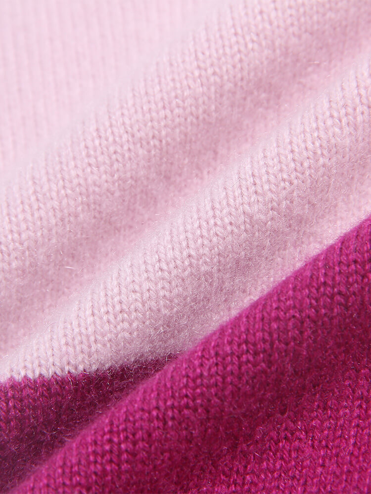 Girls Pink Gradient Colorblock Bunny Embroidered Cashmere Vest